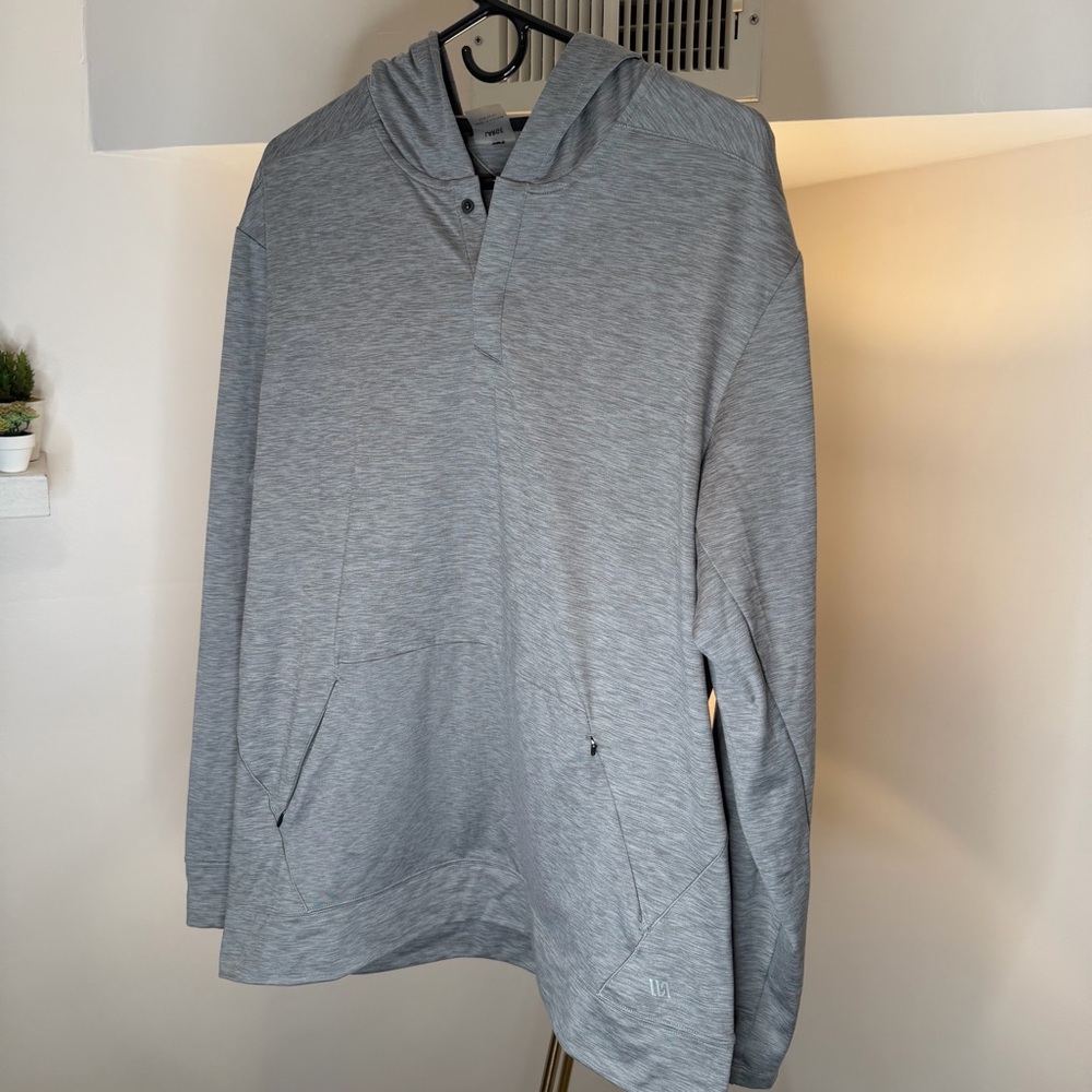 Mens VRST Gray Pullover Button Up Hooded Sweatshirt